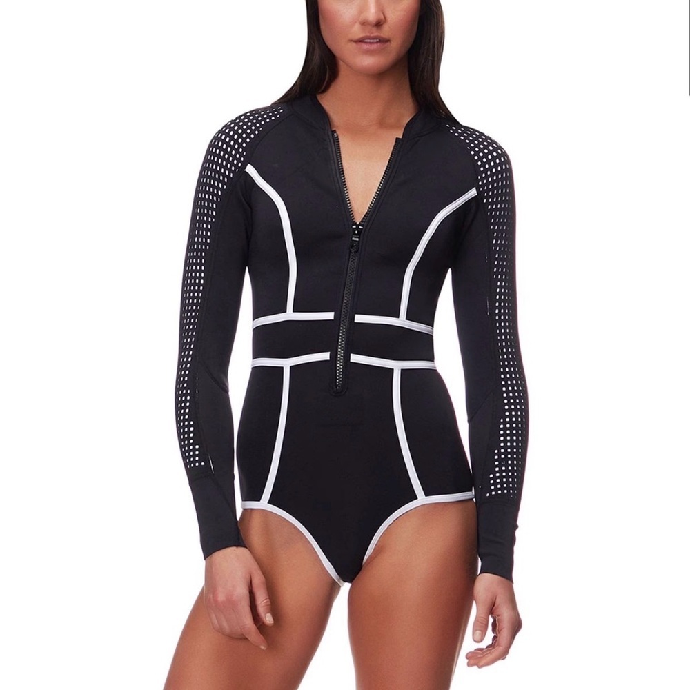 DUSKII Waimea Bay Long-sleeve Bikini Surf Bathing Suit Black Small